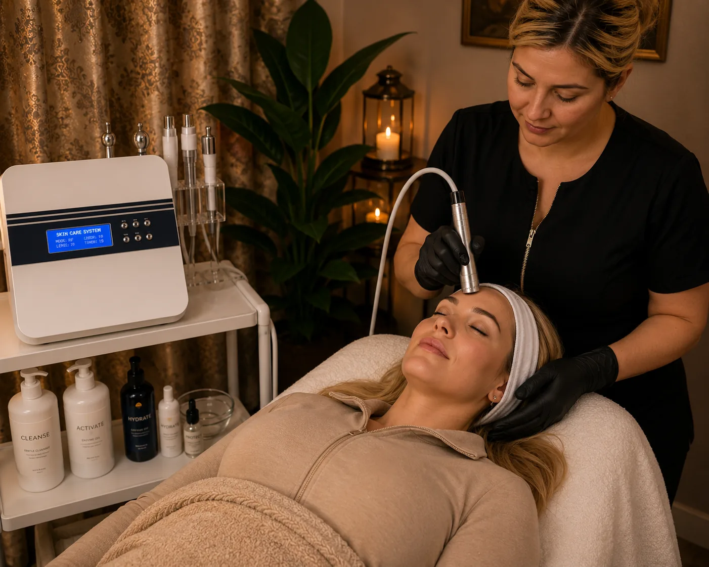 Hydro Facial treatment being performed at Joy's Beauty